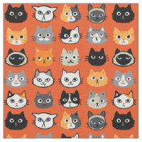 Cat Faces Pattern | Cool Kitty Cat Lover's Fabric