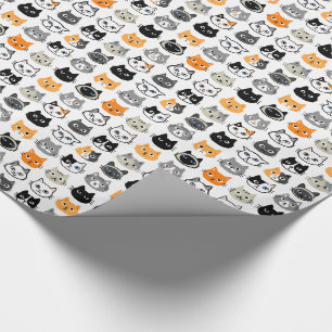 Cat Faces Pattern   Cool Kitty Cat Lover's Wrapping Paper
