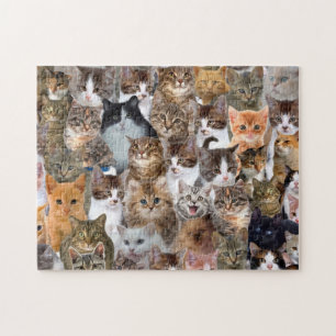 Cat Faces Pattern Jigsaw Puzzle
