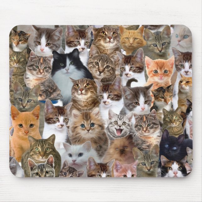 Cat Faces Pattern Mouse Pad (Front)
