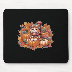Cat-fall-leaves-hello-autumn-cat-kitten-lover-than Mouse Pad