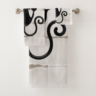 Cat Falling down fun cartoon character Bath Towel Set