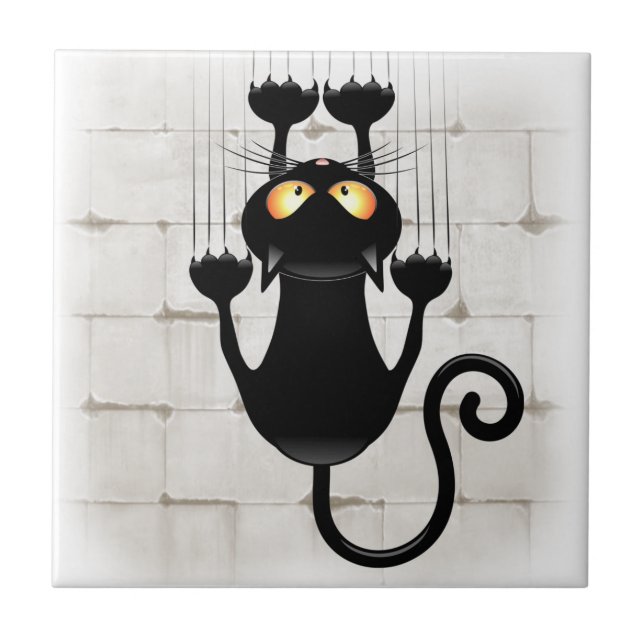 Cat Falling down fun cartoon character Ceramic Tile (Front)