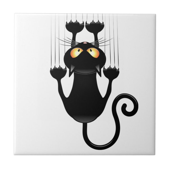 Cat Falling down fun cartoon character Ceramic Tile (Front)