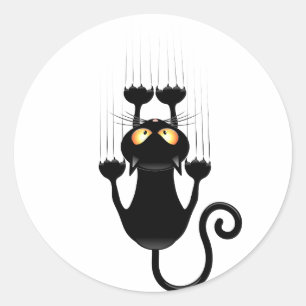 Cat Falling down fun cartoon character Classic Round Sticker