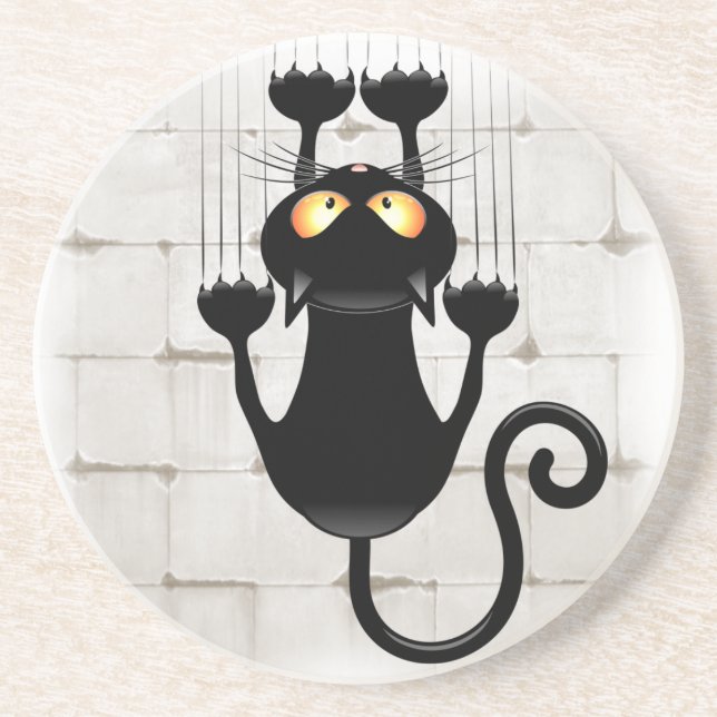Cat Falling down fun cartoon character Coaster (Front)