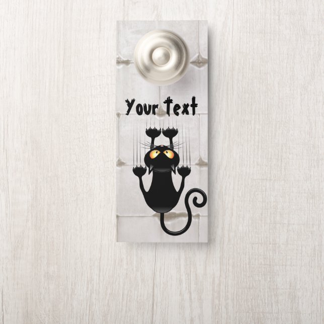 Cat Falling down fun cartoon character Door Hanger (On Knob)
