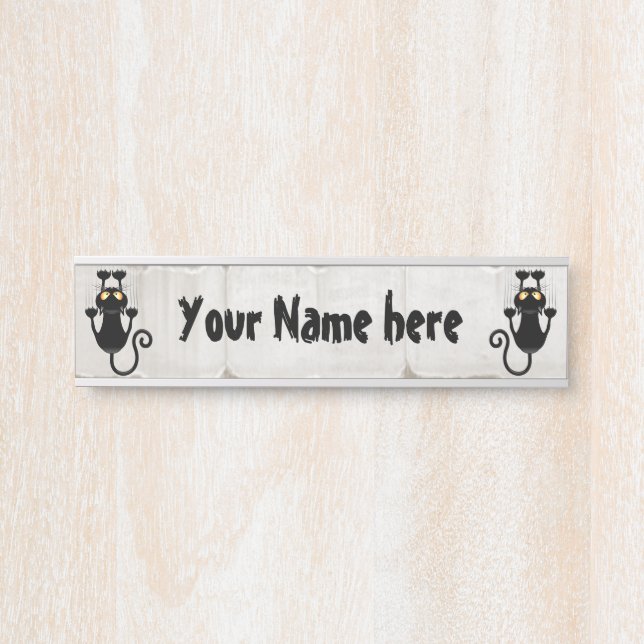 Cat Falling down fun cartoon character Door Sign (Front)