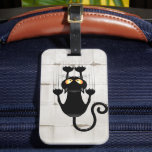 Cat Falling down fun cartoon character Luggage Tag<br><div class="desc">Fun Black Cat Cartoon Falling down a Wall - or a Curtain - and Scratching it all! Originally Created on Vector Graphic Art Technique. Design Copyright BluedarkArt TheChameleonArt.</div>