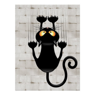 Cat Falling down fun cartoon character Poster