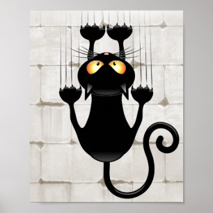 Cat Falling down fun cartoon character Poster