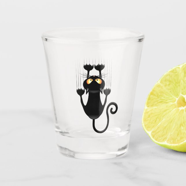 Cat Falling down fun cartoon character Shot Glass (Front)