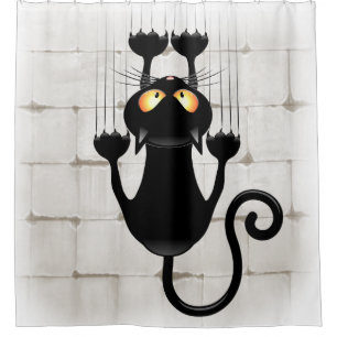 Cat Falling down fun cartoon character Shower Curtain
