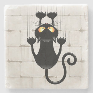 Cat Falling down fun cartoon character Stone Coaster