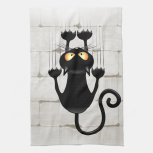 Cat Falling down fun cartoon character Tea Towel