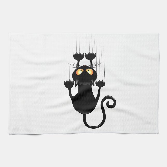 Cat Falling down fun cartoon character Tea Towel (Horizontal)