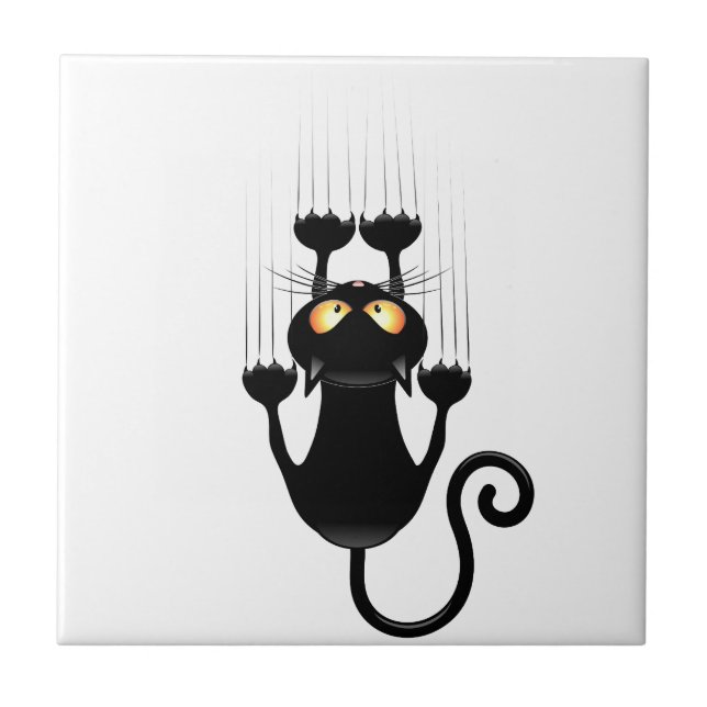 Cat Falling down fun cartoon character Tile (Front)