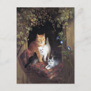 Cat Family and Ivy Leaf by Henriette Ronner-Knip Postcard