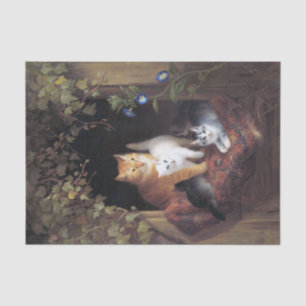 Cat Family and Ivy Leaf by Henriette Ronner-Knip Tissue Paper