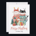 Cat Family at Christmas Holiday Card<br><div class="desc">Embrace the magic of the holidays with our personalised Christmas card, featuring a watercolor painting of adorable cats dressed for Christmas sharing gifts and warm holiday wishes. Perfect greetings card to send to your love ones if you are a cat lover. Accessible for instant download and available in printable format,...</div>