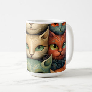 Cat Family Colourful Whimsical 3b Coffee Mug