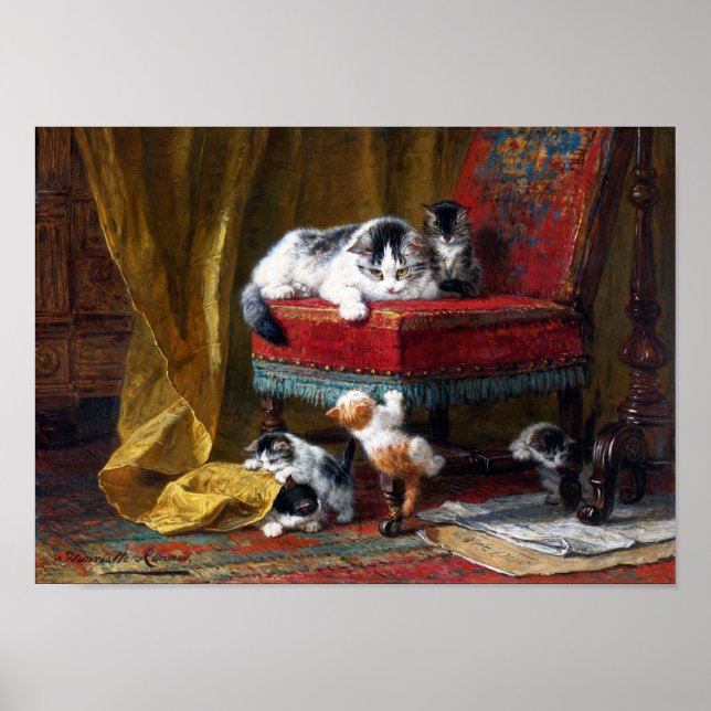 Cat Family, Henriette Ronner-Knip Poster (Front)