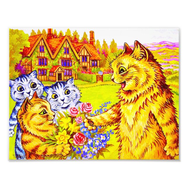 Cat Family in Garden Photo Print (Front)