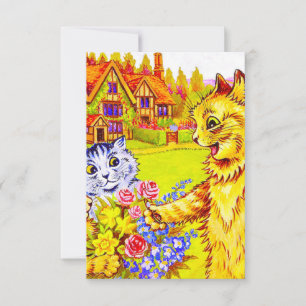 Cat Family in Garden RSVP Card