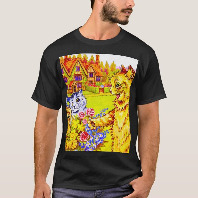 Cat Family in Garden T-Shirt (Front)