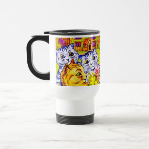 Cat Family in Garden Travel Mug