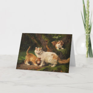 Cat Family Playing   Julius Adam the Younger Card