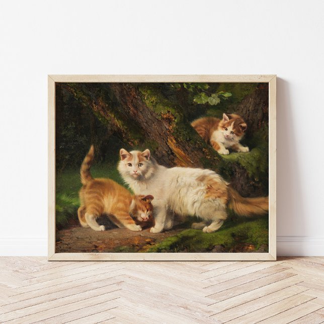 Cat Family Playing | Julius Adam the Younger Poster (Creator Uploaded)