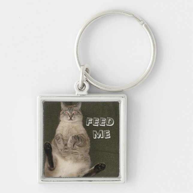 Cat "FEED ME" Keychain (Front)