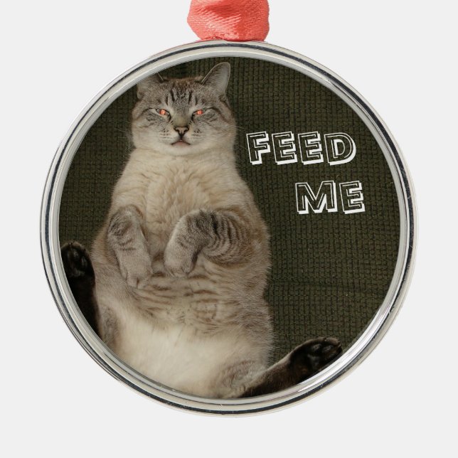 Cat "FEED ME" Ornament (Front)