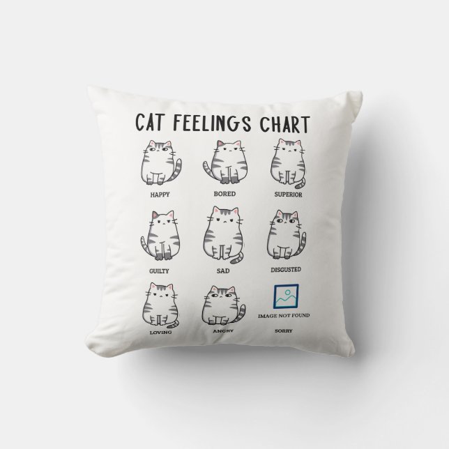 Cat Feelings Chart Cushion (Front)