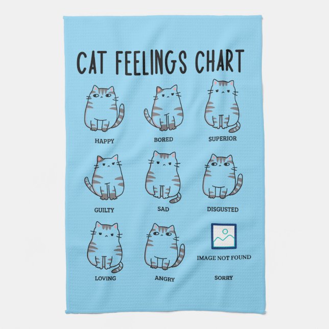 Cat Feelings Chart Tea Towel (Vertical)