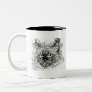 Cat Feline Kitten Pet Head Rag Doll Cat Cute Two-Tone Coffee Mug