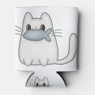 Cat Feline Little Cat Kawaii Fish Cartoon Mascot Can Cooler