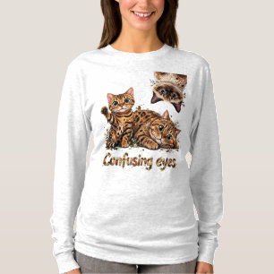 Cat Feline Trio in Bloom Cats Cute kitty stare 👀 T-Shirt