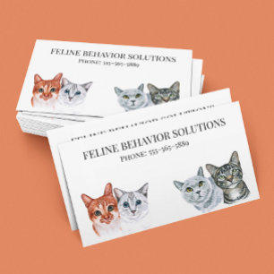 Cat Feline Watercolor Business Service  Card
