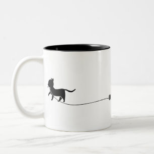 Cat Feline Yarn Ball Yarn Ball Silhouette Kitty Two-Tone Coffee Mug