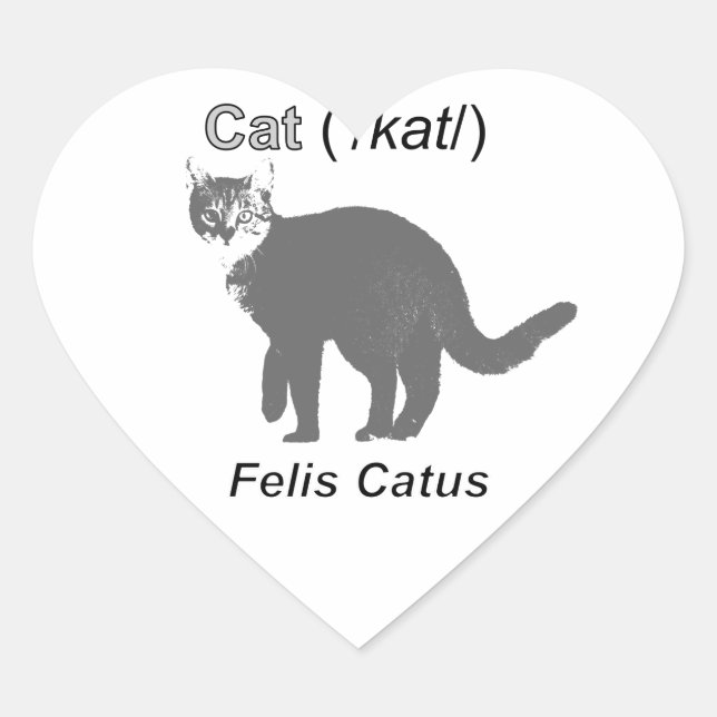 Cat Felis Catus Heart Sticker (Front)