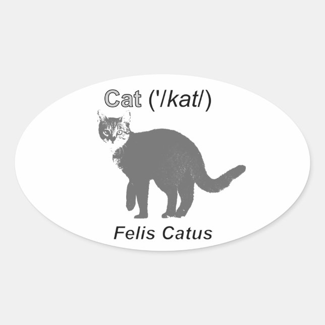 Cat Felis Catus Oval Sticker (Front)