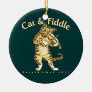 Cat & Fiddle Ceramic Ornament