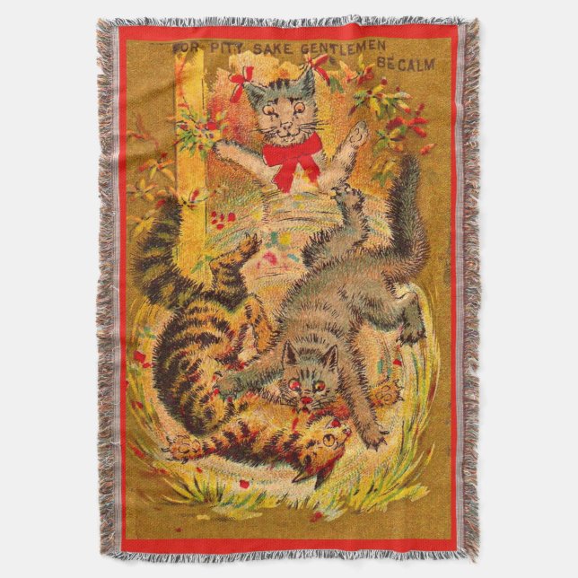 cat fight throw blanket (Front Vertical)