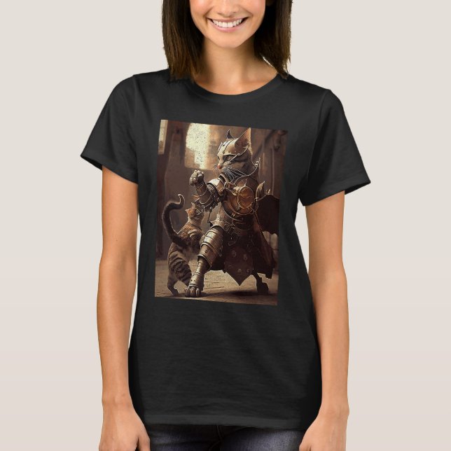 Cat Fighting Steampunk T-Shirt (Front)