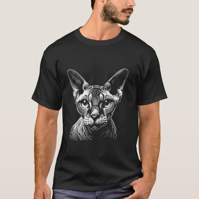 Cat Fingerprint - Devon Rex Dad Mum T-Shirt (Front)