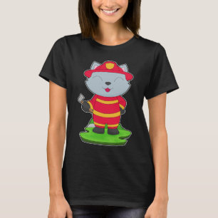 Cat Firefighter Axe Fire department T-Shirt