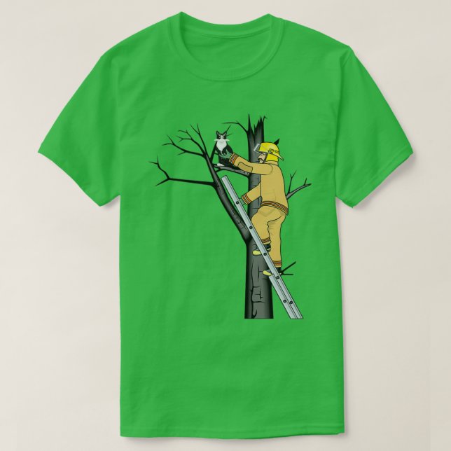Cat Firefighter Fire Department Rescue Firefightin T-Shirt (Design Front)