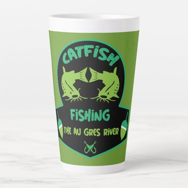 Cat Fishing  Au Gres Latte Mug (Front)